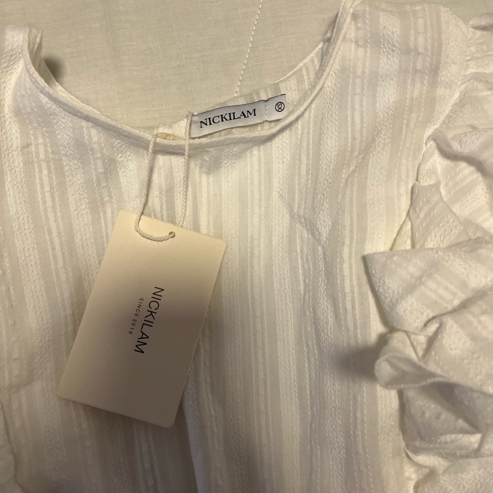 NWT White Ruffle Mini Dress Size XS - Picture 2 of 5